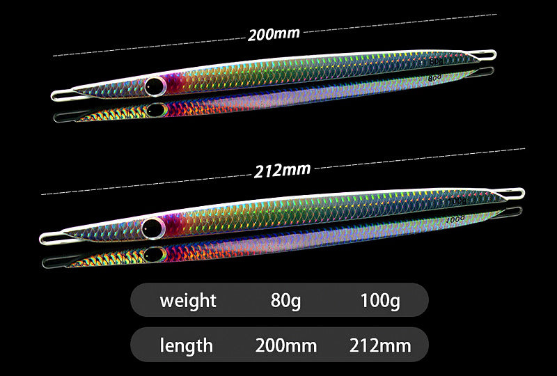 UV Long Metal Jig, 80 g and 100 g (2.8 oz, 3.5 oz) – product photo