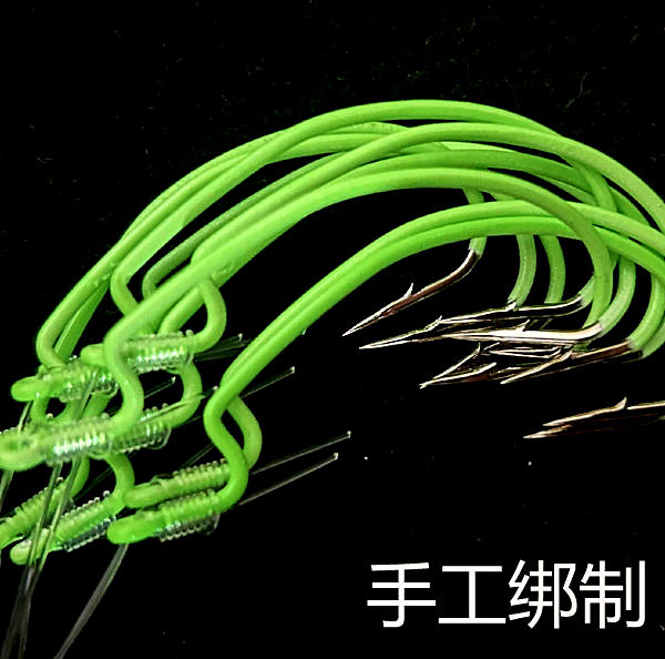 Glow Crank Hooks with Line, 30-Pack, Sizes 2/0–5/0