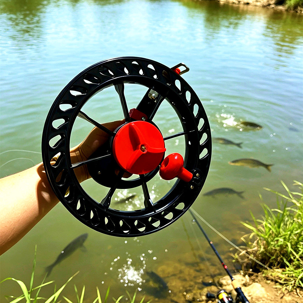 Black ABS Hand Reel, 25 cm (9.8 in), Left/Right Handle – product photo