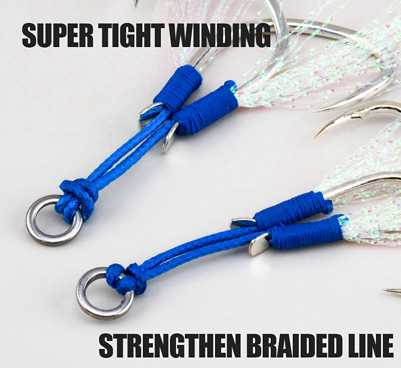 Double Assist Hooks, Blue PE Line, Sizes 1–4/0 – product photo