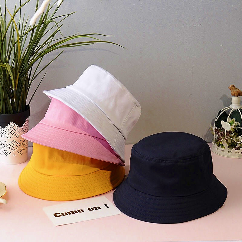 Cotton Bucket Hat, Short Brim Flat Top Sun Hat – product photo