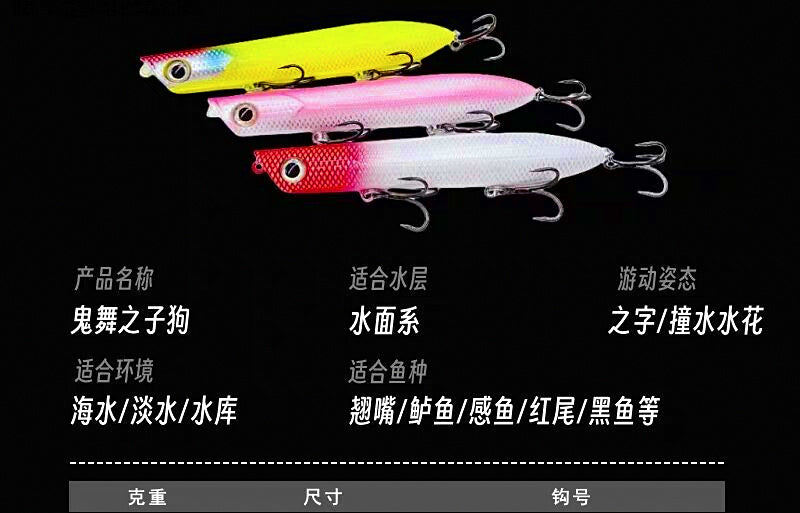 Zigzag Walking Dog Topwater Lure, 4.8–29.5 g (0.17–1.04 oz) – product photo