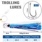 Squid Skirt Trolling Lure, 9 in (23 cm), Clear Acrylic Head – product photo