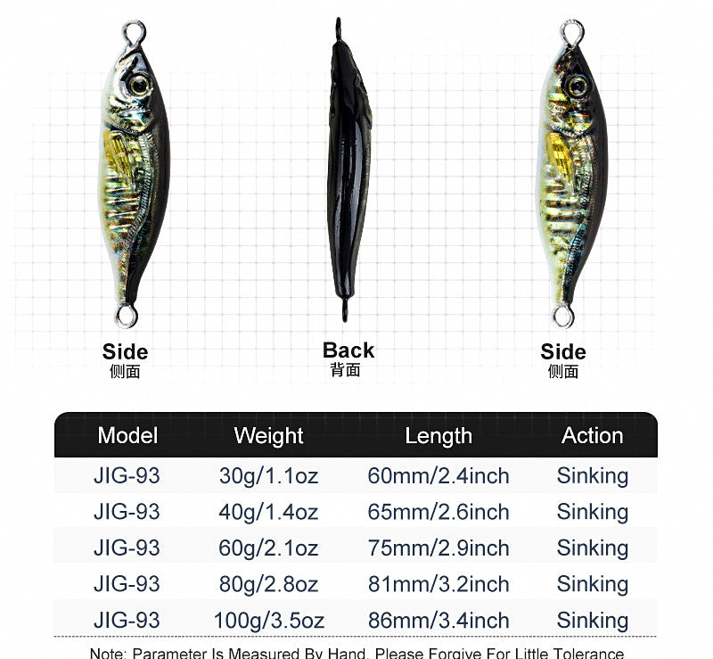 S-Shape Casting Metal Jig, 30–100 g (1.1–3.5 oz) – product photo