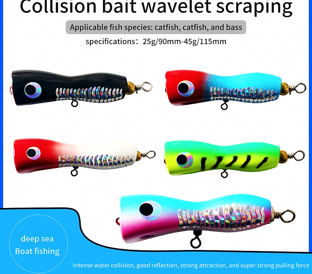Wooden Popper Lure, 85 & 115 mm (3.3 & 4.5 in), 25 & 45 g – product photo