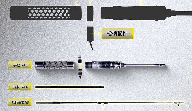 Ultralight 5-Piece Travel Rod, 1.5–1.68 m (4.9–5.5 ft) – product photo