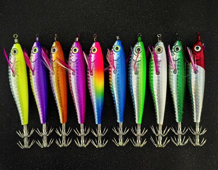 Glow UV Wood Shrimp Squid Jig 10-Pack, 7.5 or 10.5 cm – product photo