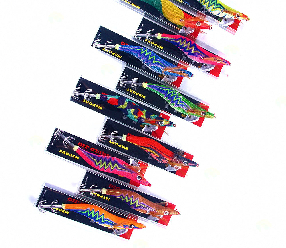 Glow Wooden Shrimp Squid Jig, 3.5 Size, 14 cm, 20 g (0.7 oz) – product photo