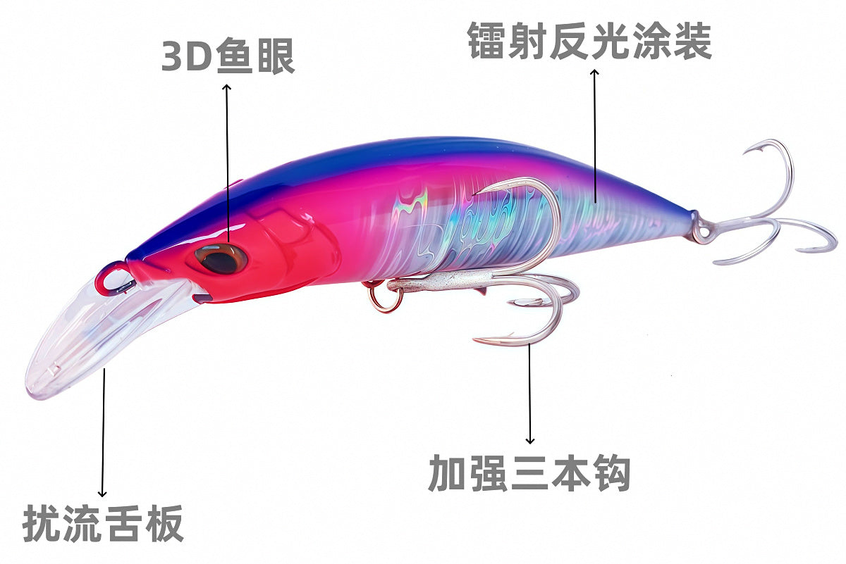 Sinking Minnow Hard Bait, 140 mm (5.5 in) 46.5 g (1.6 oz) – product photo
