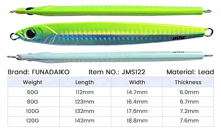 Glow Slow Jigging Metal Jig, 60–150 g (2.1–5.3 oz) – product photo