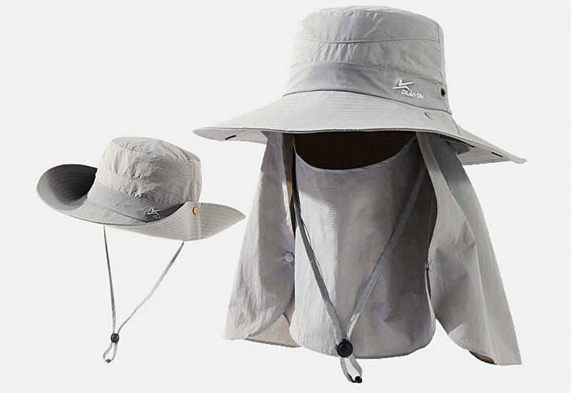 Wide Brim Sun Hat with Face & Neck Cover, Adjustable 55–59 cm – product photo