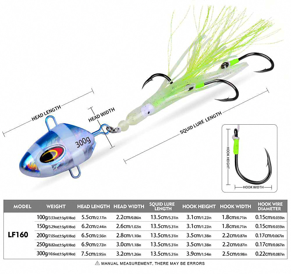 Glow Slow Pitch Jig, 100–300 g (3.5–10.6 oz) – product photo