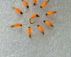 Black Head Orange Nymph Fly Set, Barbed, Sizes #8–#20 – product photo