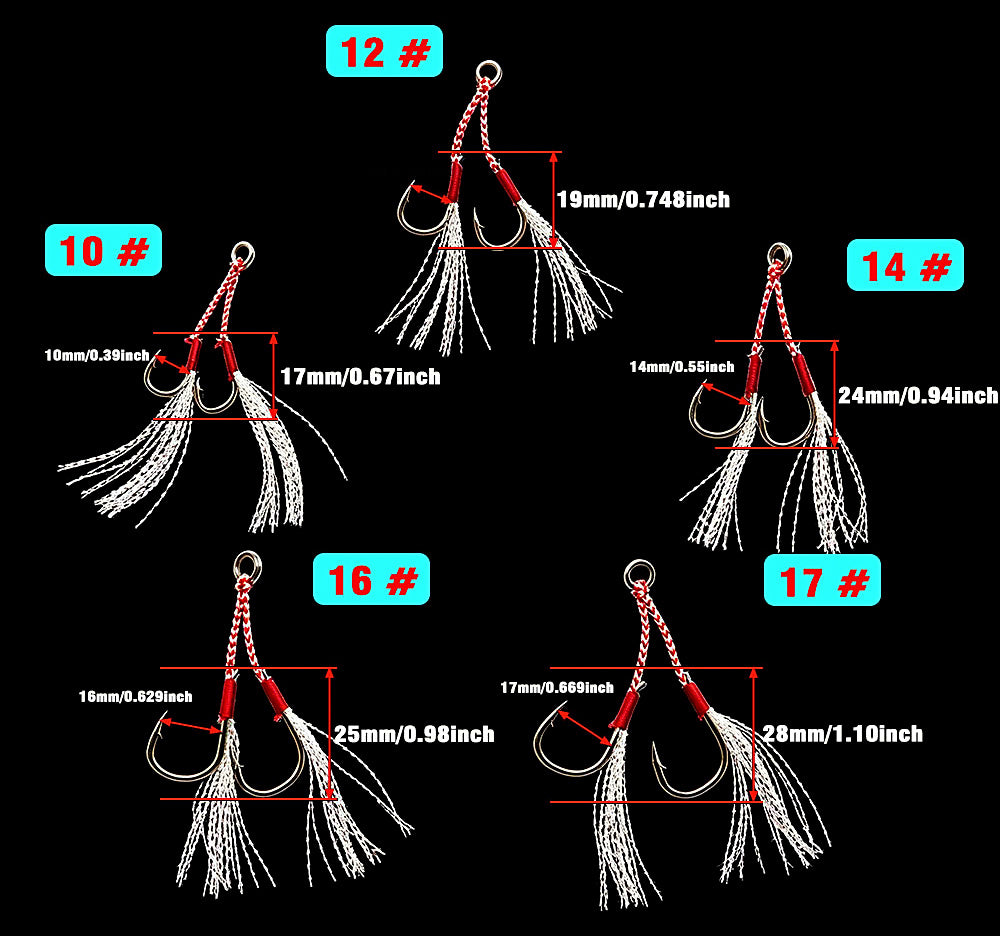 Slow Pitch Double Assist Hooks, Size 1, 25-Pack – product photo