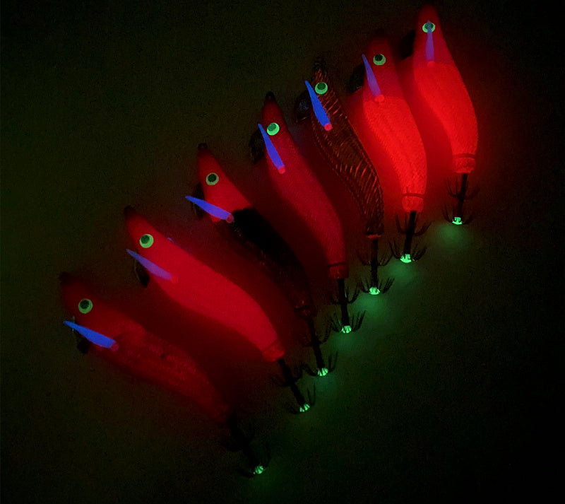 Glow Wood Shrimp Squid Jig, 9 cm / 8 g (0.28 oz) – product photo