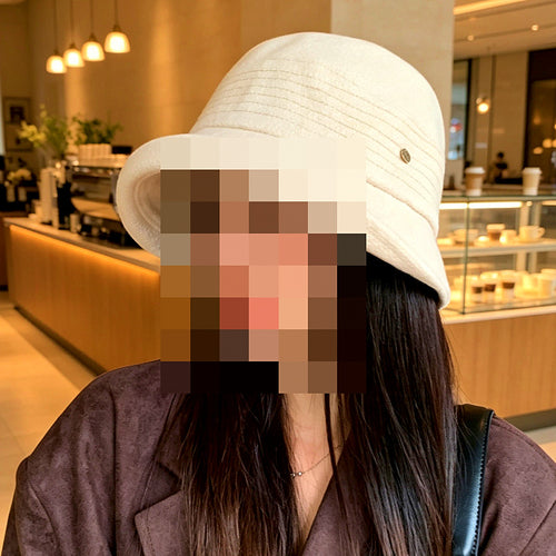 Knit Bucket Hat, Short Brim, Solid Color, One Size – product photo