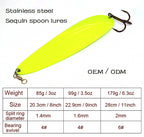 Stainless Steel Spoon Lure, 8 in & 9 in, Trolling/Slow Pull – product photo