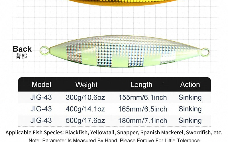 Slow Pitch Jig, 300–500 g (10.6–17.6 oz) – product photo