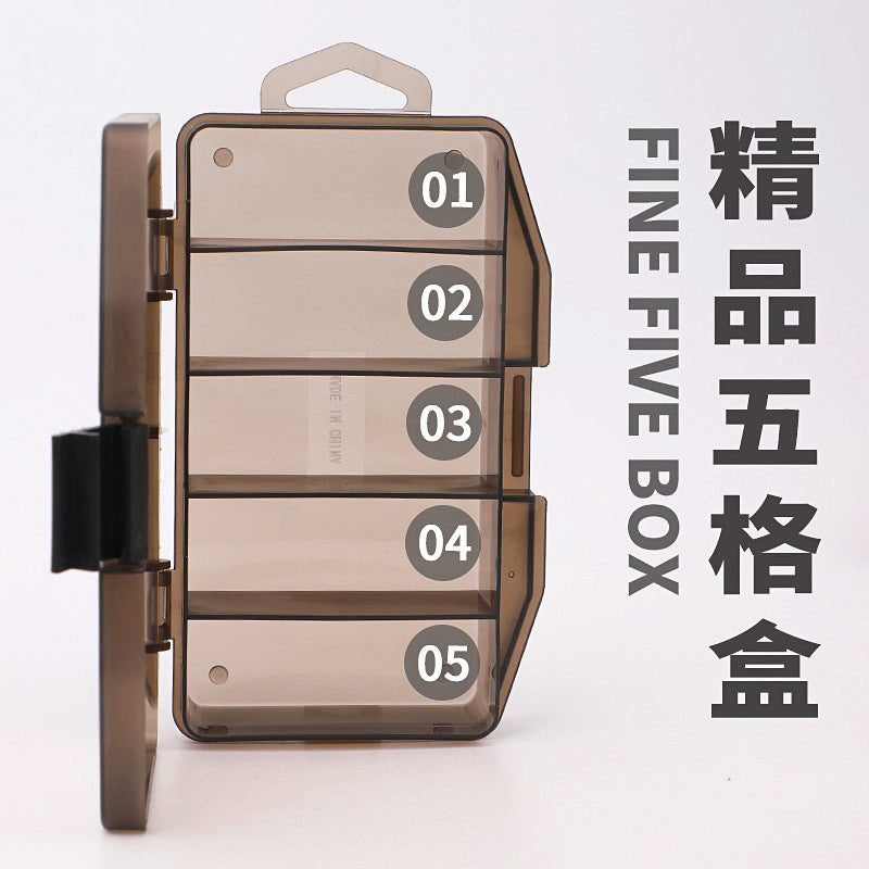 5-Compartment Plastic Tackle Box, Snap Latch, 3 Sizes – product photo