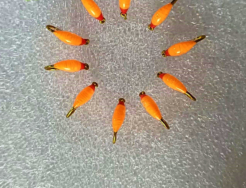 Orange Nymph Fly, Red Head, Barbed Lead Head Hook, Sizes 8–20 – product photo