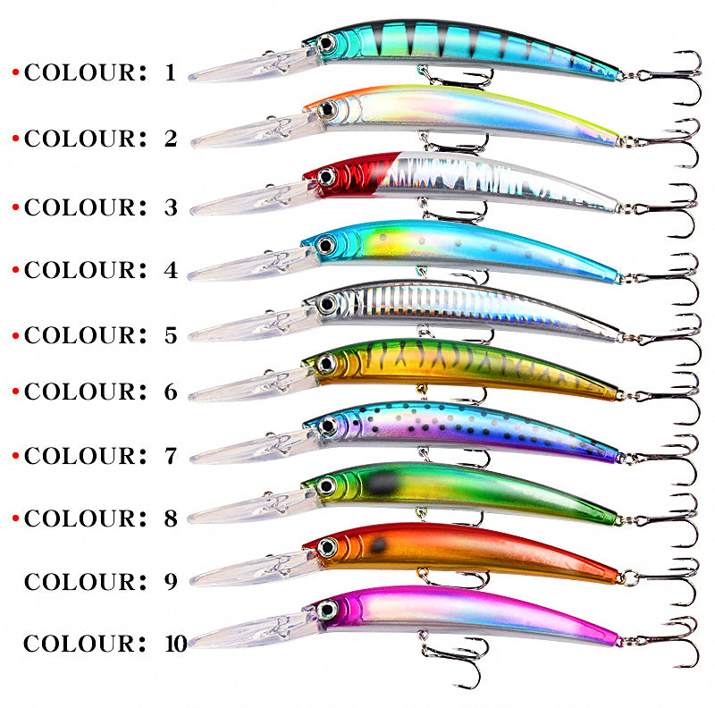 Long Lip Diving Minnow Hard Bait with Rattle, ABS – product photo