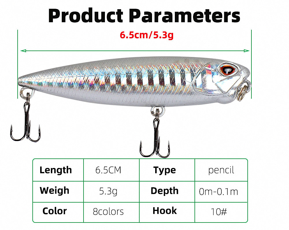 Floating Pencil Topwater Lure, 6.5 cm (2.6 in), 5.3 g (0.19 oz) – product photo
