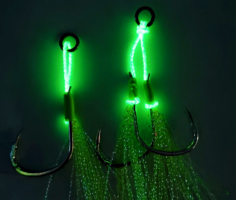 Glow Slow Pitch Double Assist Hook Set, Barbed, 1/0–3/0 – product photo
