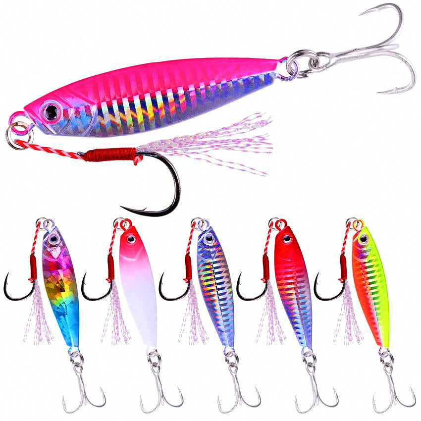Metal Jig, 7–40 g (0.2–1.4 oz), Optional Double Hooks