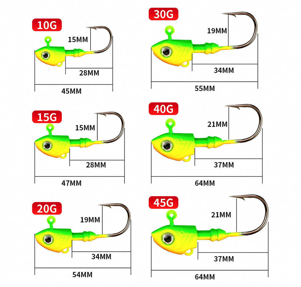 Lead Jig Head Hooks for Soft Baits, 10–45 g (0.35–1.6 oz) – product photo