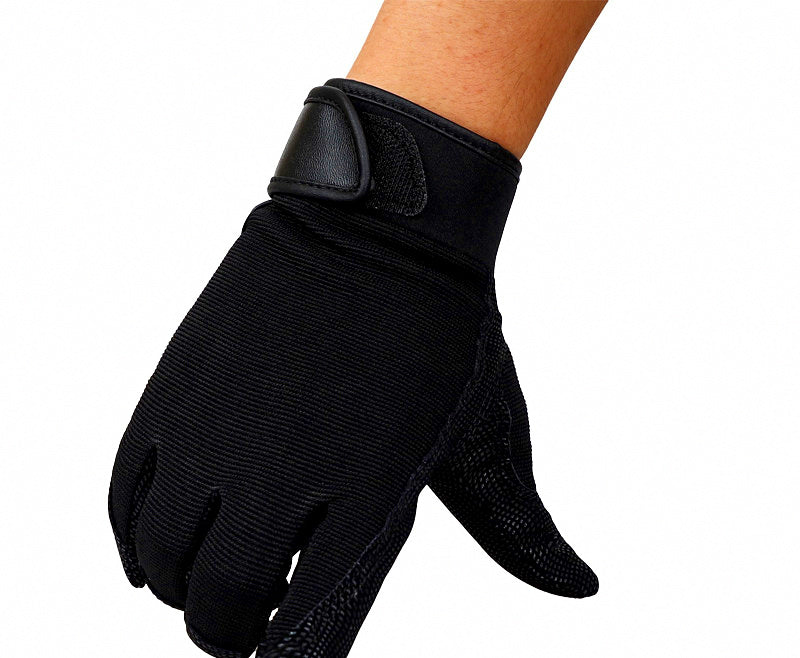 Anti-Slip Work Gloves, Hook-and-Loop Wrist, Black or Camo – product photo