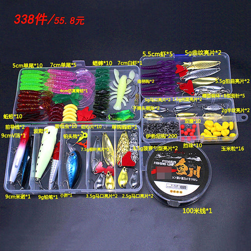 Assorted Fishing Lure Kit, Soft & Hard Baits, 11–370 Pc