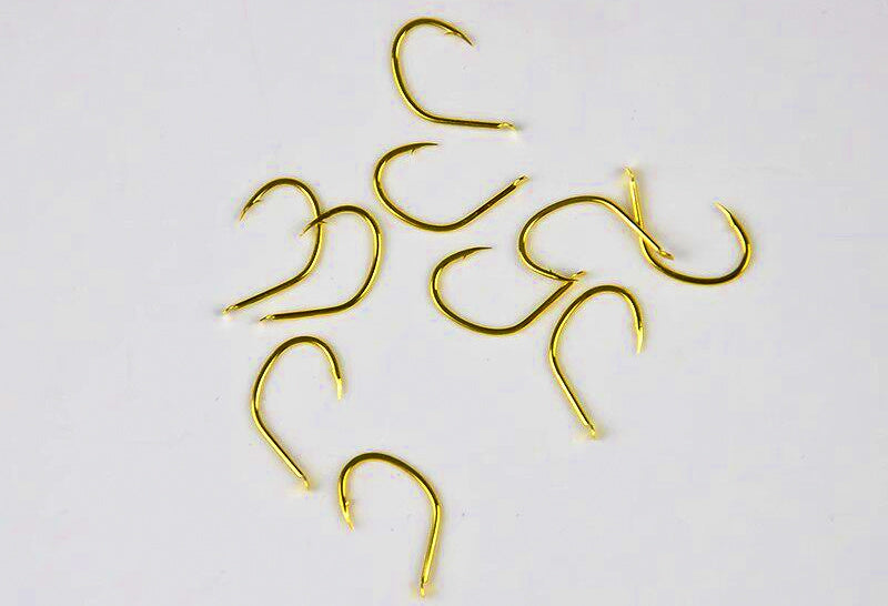 Gold Barbed Short Shank Fishing Hooks, Sizes 6–12 – product photo