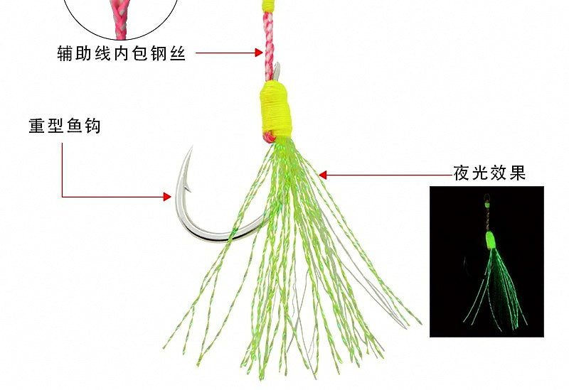 Single Assist Hook Rig, UV Glow Wrap, PE Line, 4 Pack – product photo