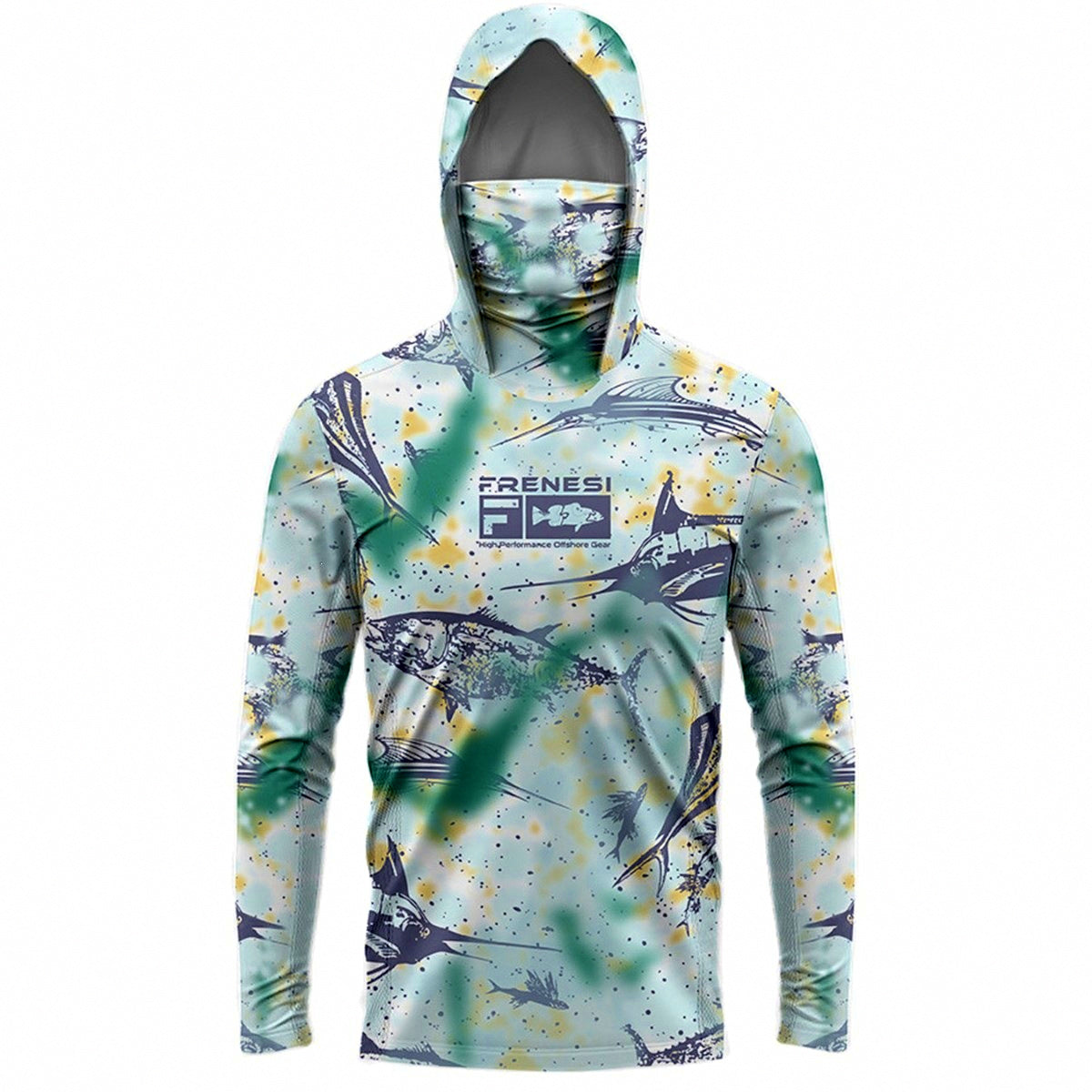 Men's Long Sleeve Hooded Fishing Shirt with Face Mask – product photo