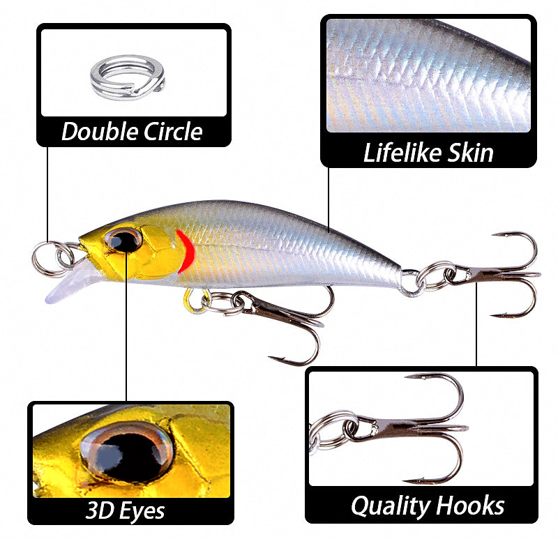 Sinking Mini Minnow Lure, 5 cm & 6.5 cm (4 g / 8 g) – product photo