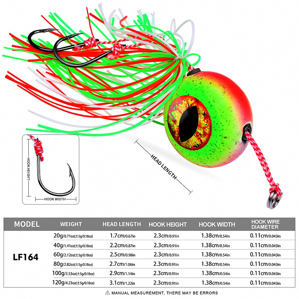 Lead Head Jig with Hook & Streamer, 20–120 g (0.7–4.2 oz) – product photo