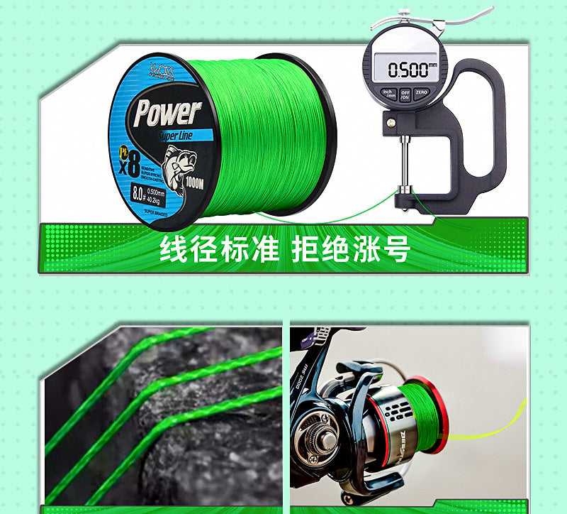 8-Strand Braided PE Fishing Line, 10–100 lb (4.5–45 kg) – product photo