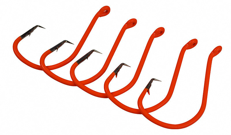 Barbed Saltwater Hooks, Orange, Sizes 1# to 8/0 – product photo