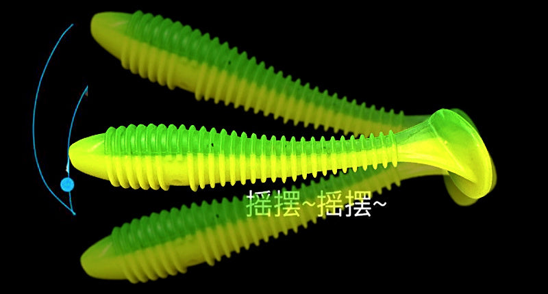 Ribbed T-Tail Soft Plastic Grub, 5.5–7.5 cm (2.2–3.0 in) – product photo