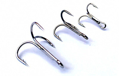 Barbed Treble Hooks, Black Nickel, Sizes #16 to 6/0 – product photo