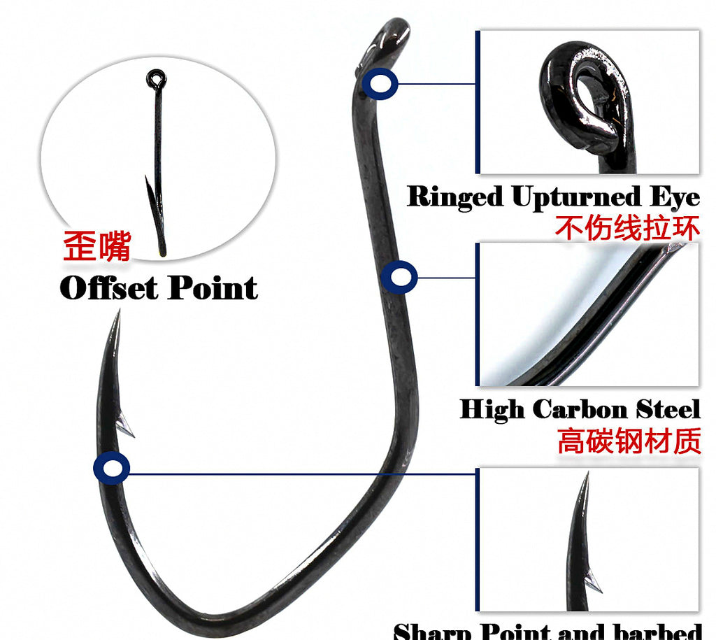 Barbed Live Bait Hook, High Carbon Steel, 1/0–10/0, 25 pcs – product photo