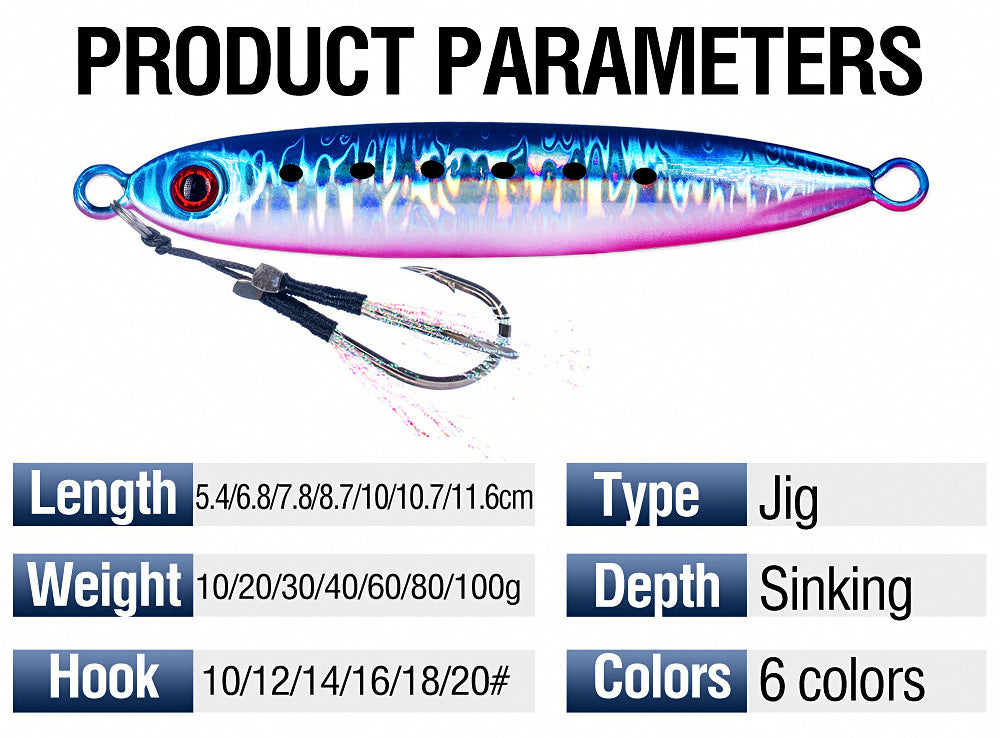 Sinking Metal Jig for Casting & Boat, 10–100 g (0.4–3.5 oz) – product photo
