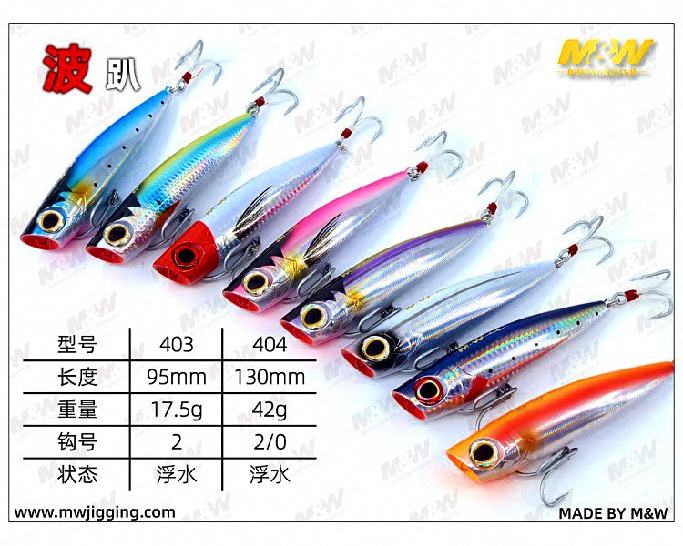 Floating Popper Topwater Lure, 95 & 130 mm (3.7 & 5.1 in) – product photo