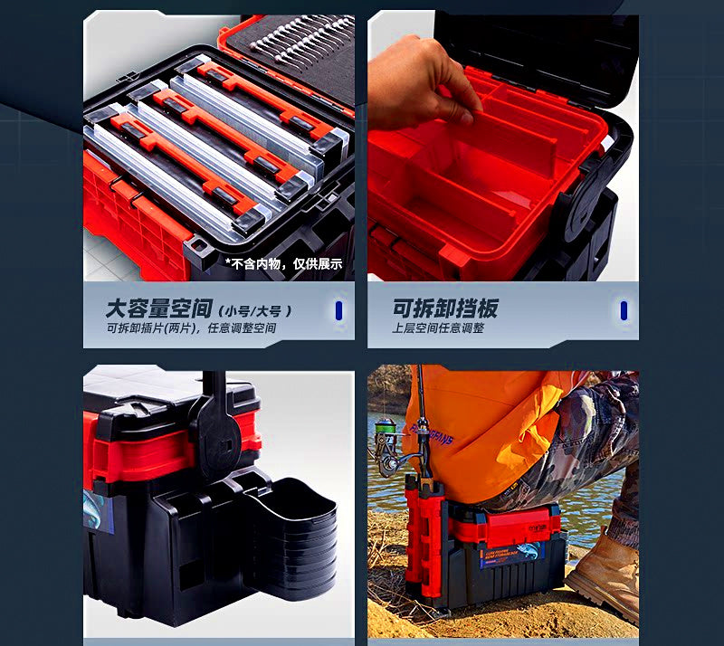 Sit-On Hard Tackle Box with Rod Holder Option, 6 L / 12 L – product photo