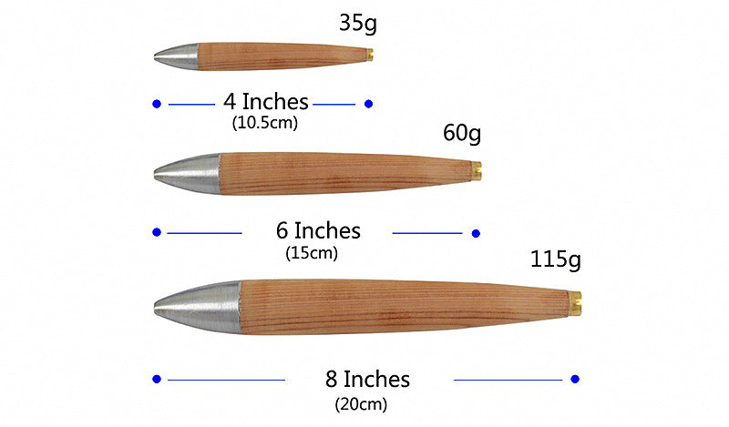 Cedar Wood Trolling Lure with Lead Head, 6 in (15 cm) – product photo