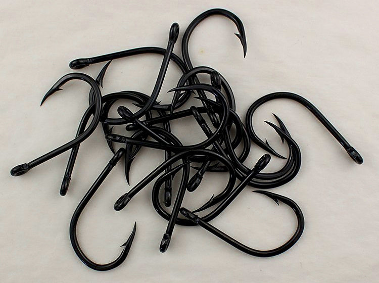 4X Heavy Black Tube-Eye Saltwater Hooks, Sizes 16–28 – product photo