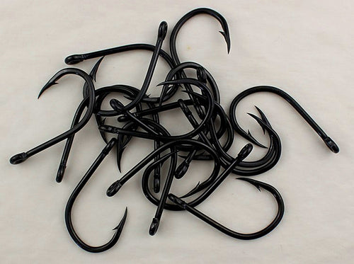 4X Heavy Black Tube-Eye Saltwater Hooks, Sizes 16–28 – product photo
