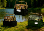 Camo Double-Layer Tackle Box with Rod Tubes & Cup Holder – product photo