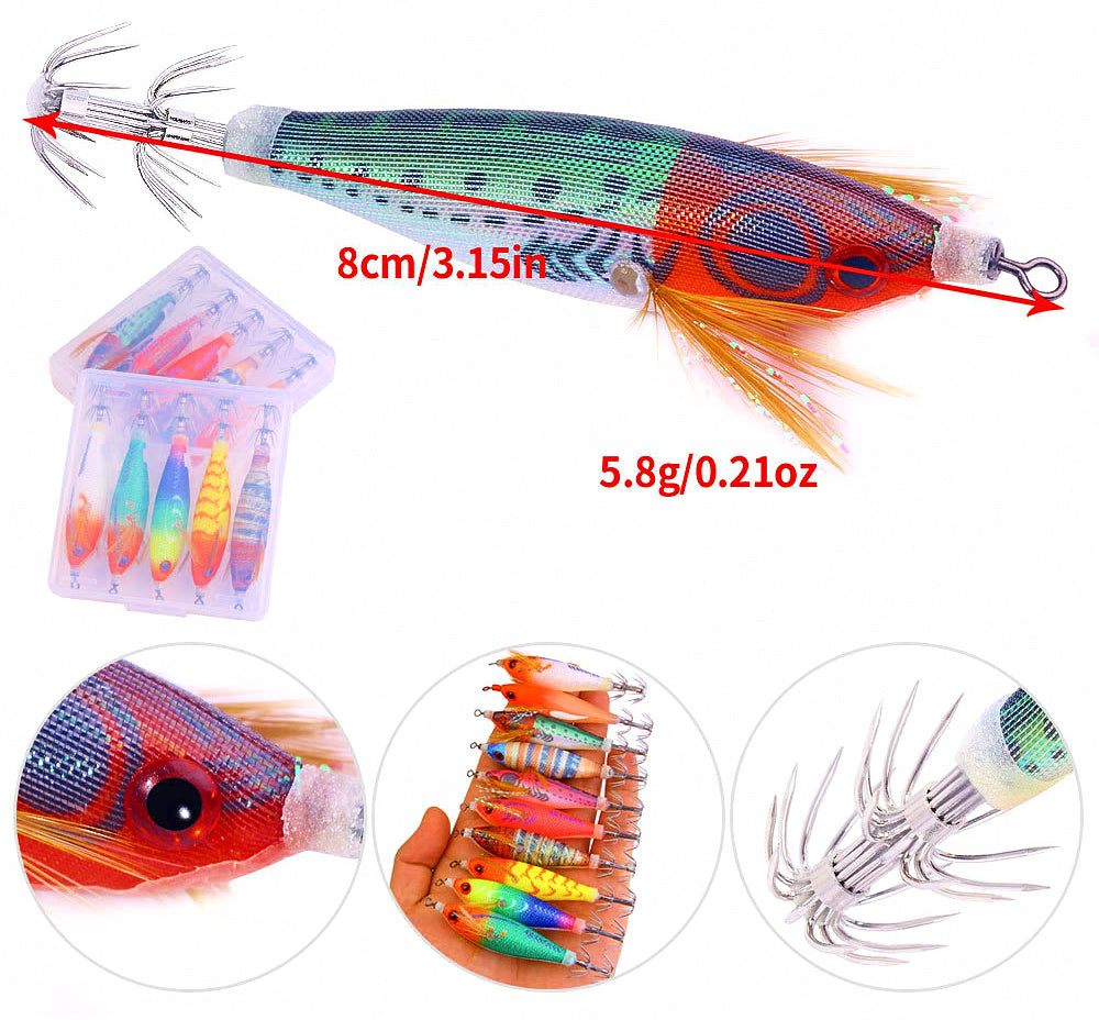 Wood Shrimp Squid Jig Lure, 8 cm 5.8 g (0.2 oz) – product photo