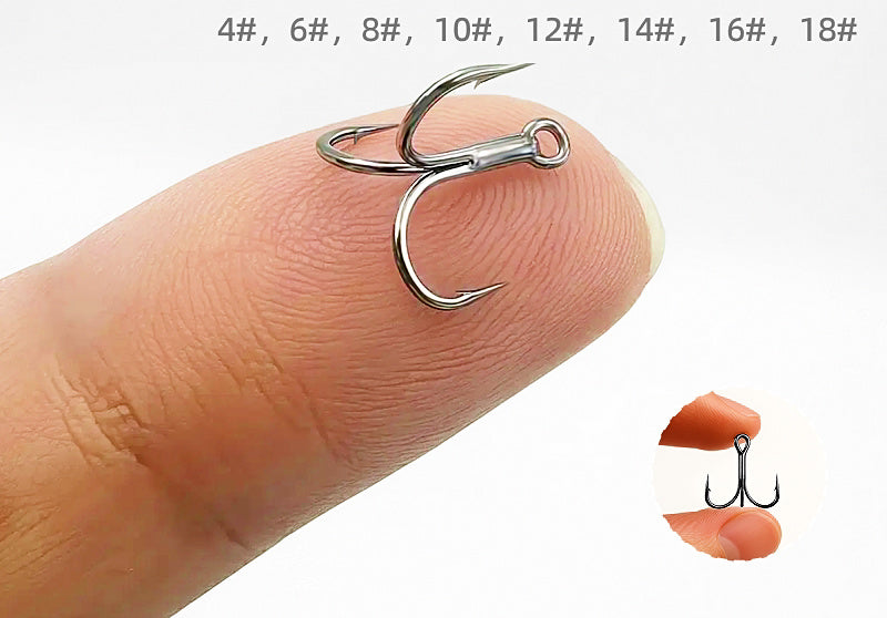 Black Treble Hooks, High-Carbon Steel, Sizes #4–#22 – product photo
